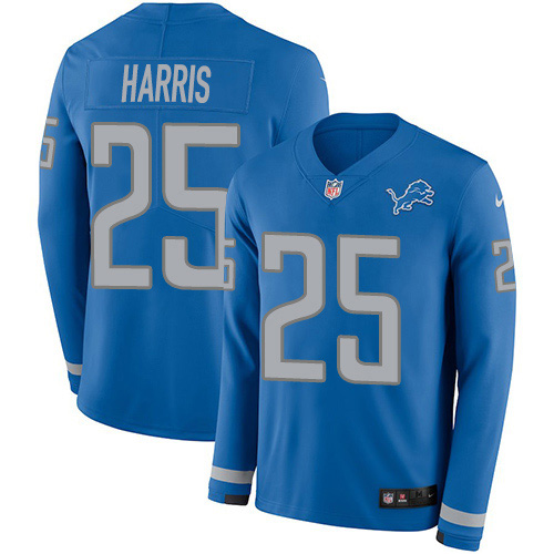 Nike Lions #25 Will Harris Blue Team Color Youth Stitched NFL Limited Therma Long Sleeve Jersey Nike Lions #25 Will Harris Blue Team Color Youth Stitched NFL Limited Therma Long Sleeve Jersey