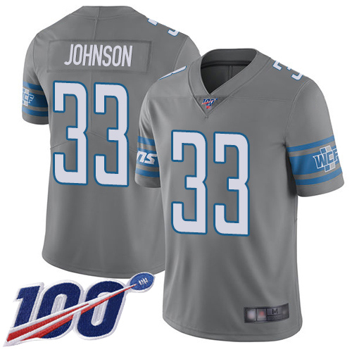 Nike Lions #33 Kerryon Johnson Gray Youth Stitched NFL Limited Rush 100th Season Jersey Nike Lions #33 Kerryon Johnson Gray Youth Stitched NFL Limited Rush 100th Season Jersey