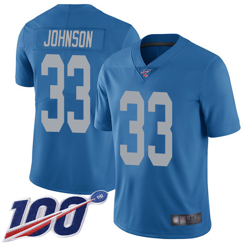 Nike Lions #33 Kerryon Johnson Blue Throwback Youth Stitched NFL 100th Season Vapor Limited Jersey Nike Lions #33 Kerryon Johnson Blue Throwback Youth Stitched NFL 100th Season Vapor Limited Jersey