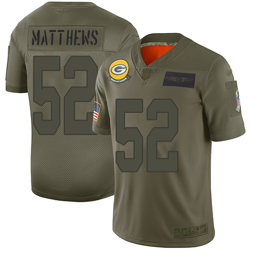 Nike Packers #52 Clay Matthews Camo Youth Stitched NFL Limited 2019 Salute to Service Jersey