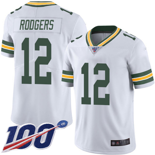 Nike Packers #12 Aaron Rodgers White Youth Stitched NFL 100th Season Vapor Limited Jersey