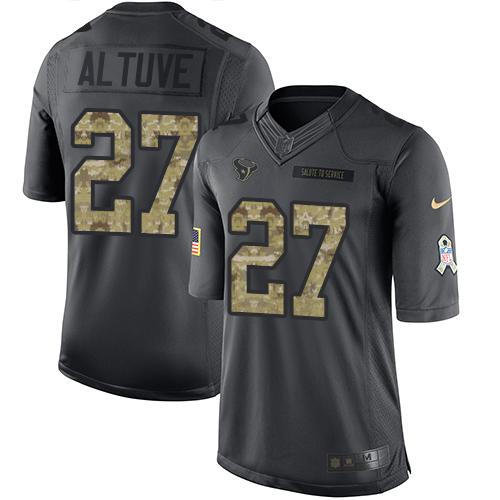 Nike Texans #27 Jose Altuve Black Youth Stitched NFL Limited 2016 Salute to Service Jersey Nike Texans #27 Jose Altuve Black Youth Stitched NFL Limited 2016 Salute to Service Jersey