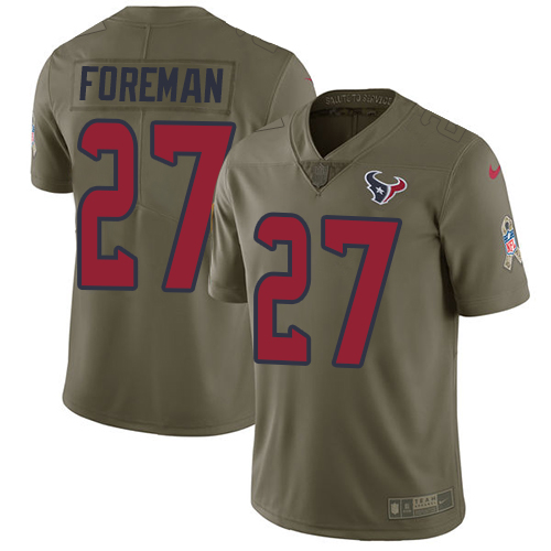 Nike Texans #27 D'Onta Foreman Olive Youth Stitched NFL Limited 2017 Salute to Service Jersey Nike Texans #27 D'Onta Foreman Olive Youth Stitched NFL Limited 2017 Salute to Service Jersey