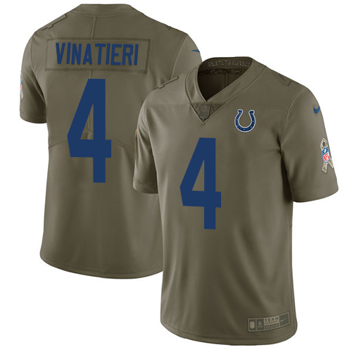 Nike Colts #4 Adam Vinatieri Olive Youth Stitched NFL Limited 2017 Salute to Service Jersey