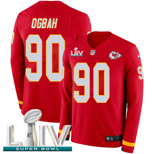 Nike Chiefs #90 Emmanuel Ogbah Red Super Bowl LIV 2020 Team Color Youth Stitched NFL Limited Therma Long Sleeve Jersey Nike Chiefs #90 Emmanuel Ogbah Red Super Bowl LIV 2020 Team Color Youth Stitched NFL Limited Therma Long Sleeve Jersey