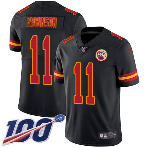 Nike Chiefs #11 Demarcus Robinson Black Youth Stitched NFL Limited Rush 100th Season Jersey Nike Chiefs #11 Demarcus Robinson Black Youth Stitched NFL Limited Rush 100th Season Jersey