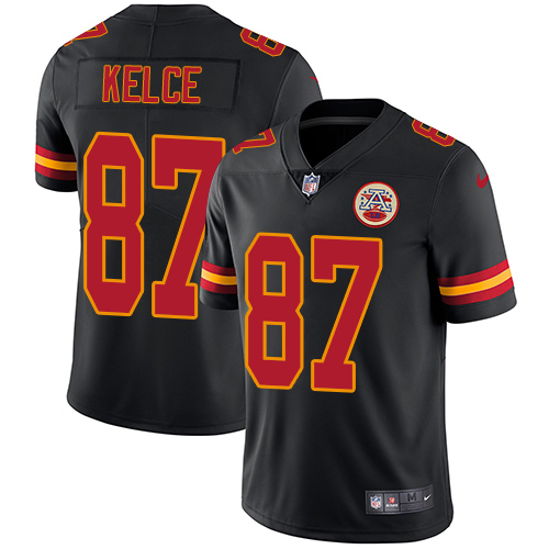 Nike Chiefs #87 Travis Kelce Black Youth Stitched NFL Limited Rush Jersey Nike Chiefs #87 Travis Kelce Black Youth Stitched NFL Limited Rush Jersey