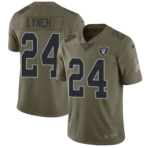 Nike Raiders #24 Marshawn Lynch Olive Youth Stitched NFL Limited 2017 Salute to Service Jersey