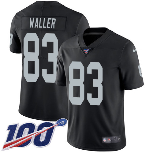 Nike Raiders #83 Darren Waller Black Team Color Youth Stitched NFL 100th Season Vapor Limited Jersey