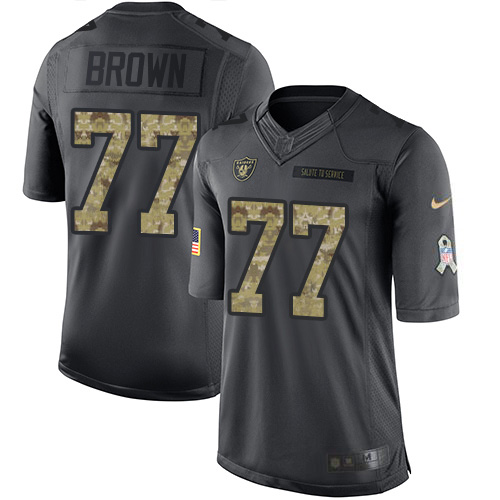 Nike Raiders #77 Trent Brown Black Youth Stitched NFL Limited 2016 Salute to Service Jersey Nike Raiders #77 Trent Brown Black Youth Stitched NFL Limited 2016 Salute to Service Jersey