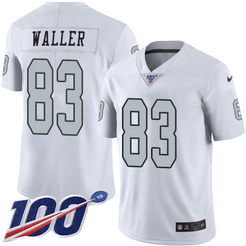 Nike Raiders #83 Darren Waller White Youth Stitched NFL Limited Rush 100th Season Jersey