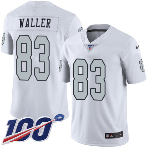 Nike Raiders #83 Darren Waller White Youth Stitched NFL Limited Rush 100th Season Jersey Nike Raiders #83 Darren Waller White Youth Stitched NFL Limited Rush 100th Season Jersey