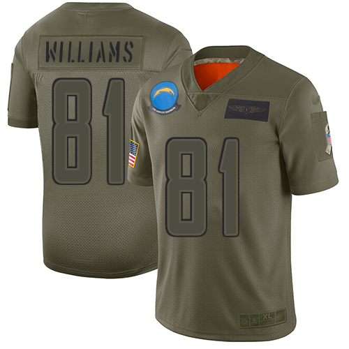 Nike Chargers #81 Mike Williams Camo Youth Stitched NFL Limited 2019 Salute to Service Jersey