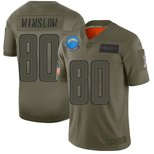 Nike Chargers #80 Kellen Winslow Camo Youth Stitched NFL Limited 2019 Salute to Service Jersey