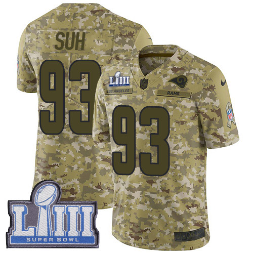 Nike Rams #93 Ndamukong Suh Camo Super Bowl LIII Bound Youth Stitched NFL Limited 2018 Salute to Service Jersey Nike Rams #93 Ndamukong Suh Camo Super Bowl LIII Bound Youth Stitched NFL Limited 2018 Salute to Service Jersey