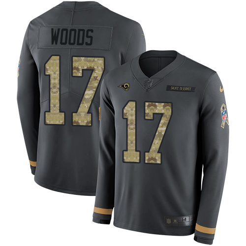 Nike Rams #17 Robert Woods Anthracite Salute to Service Youth Stitched NFL Limited Therma Long Sleeve Jersey Nike Rams #17 Robert Woods Anthracite Salute to Service Youth Stitched NFL Limited Therma Long Sleeve Jersey