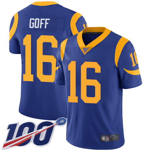 Nike Rams #16 Jared Goff Royal Blue Alternate Youth Stitched NFL 100th Season Vapor Limited Jersey Nike Rams #16 Jared Goff Royal Blue Alternate Youth Stitched NFL 100th Season Vapor Limited Jersey