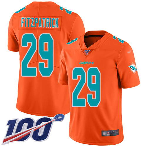 Nike Dolphins #29 Minkah Fitzpatrick Orange Youth Stitched NFL Limited Inverted Legend 100th Season Jersey Nike Dolphins #29 Minkah Fitzpatrick Orange Youth Stitched NFL Limited Inverted Legend 100th Season Jersey