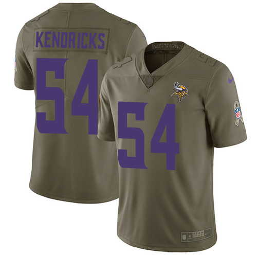 Nike Vikings #54 Eric Kendricks Olive Youth Stitched NFL Limited 2017 Salute to Service Jersey