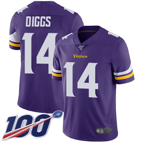Nike Vikings #14 Stefon Diggs Purple Team Color Youth Stitched NFL 100th Season Vapor Limited Jersey