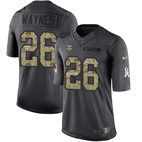 Nike Vikings #26 Trae Waynes Black Youth Stitched NFL Limited 2016 Salute To Service Jersey Nike Vikings #26 Trae Waynes Black Youth Stitched NFL Limited 2016 Salute To Service Jersey