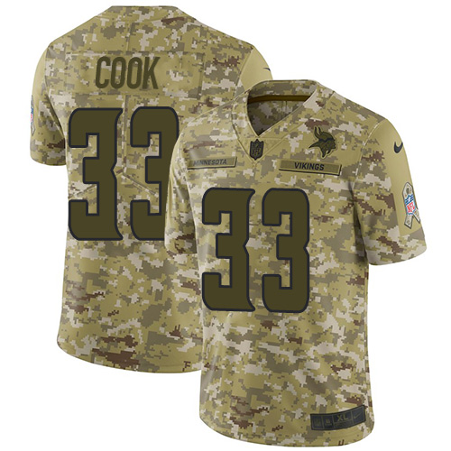 Nike Vikings #33 Dalvin Cook Camo Youth Stitched NFL Limited 2018 Salute to Service Jersey