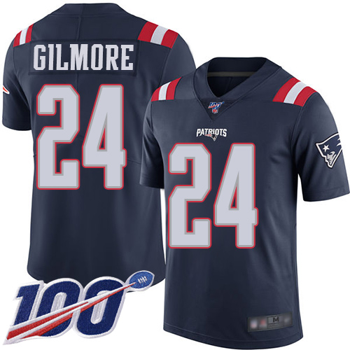 Nike Patriots #24 Stephon Gilmore Navy Blue Youth Stitched NFL Limited Rush 100th Season Jersey