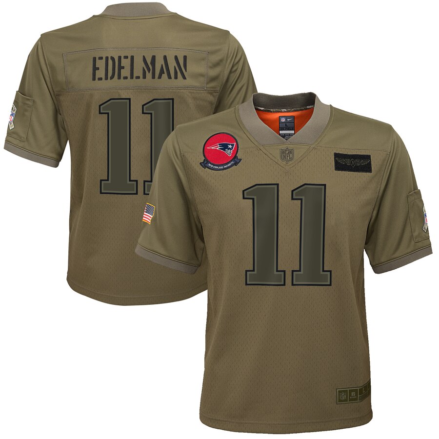 Youth New England Patriots #11 Julian Edelman Nike Camo 2019 Salute to Service Game Jersey