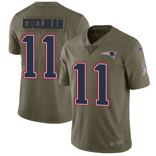 Nike Patriots #11 Julian Edelman Olive Youth Stitched NFL Limited 2017 Salute to Service Jersey Nike Patriots #11 Julian Edelman Olive Youth Stitched NFL Limited 2017 Salute to Service Jersey
