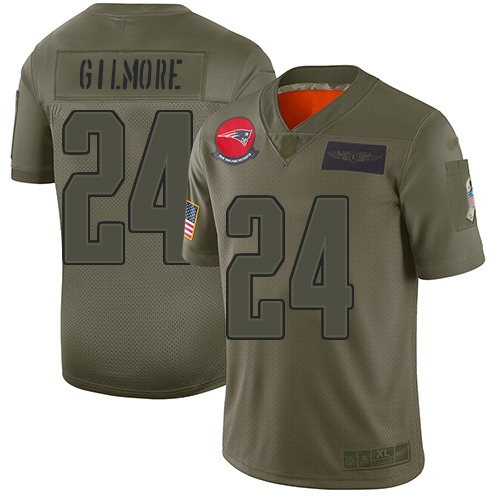 Nike Patriots #24 Stephon Gilmore Camo Youth Stitched NFL Limited 2019 Salute to Service Jersey