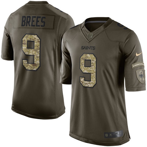 Nike Saints #9 Drew Brees Green Youth Stitched NFL Limited 2015 Salute to Service Jersey Nike Saints #9 Drew Brees Green Youth Stitched NFL Limited 2015 Salute to Service Jersey