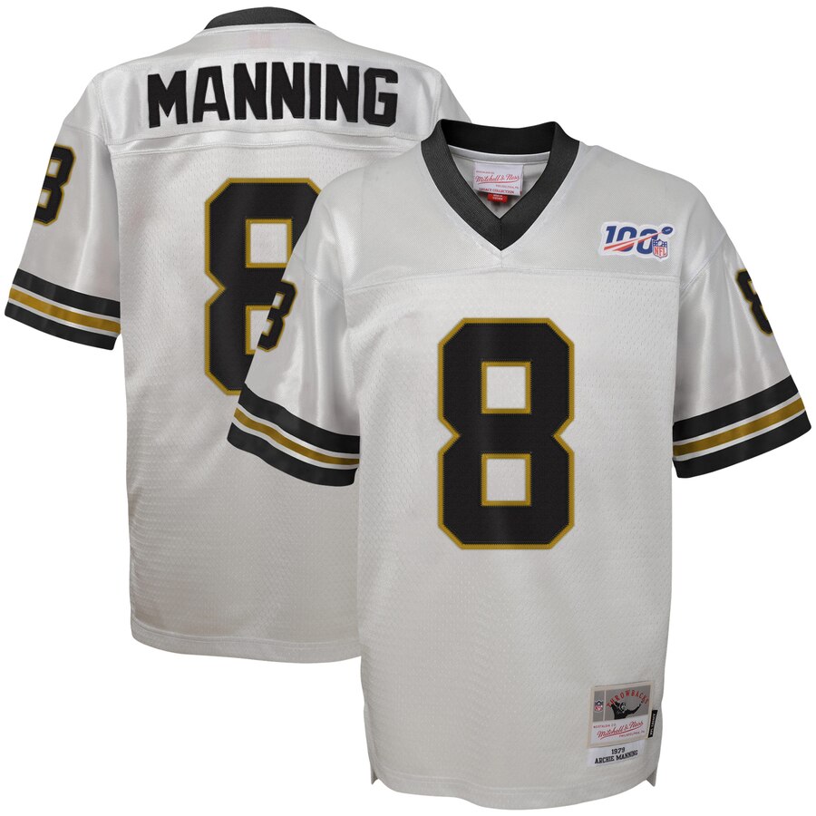 Youth New Orleans Saints #8 Archie Manning Mitchell & Ness Platinum NFL 100 Retired Player Legacy Jersey Youth New Orleans Saints #8 Archie Manning Mitchell & Ness Platinum NFL 100 Retired Player Legacy Jersey