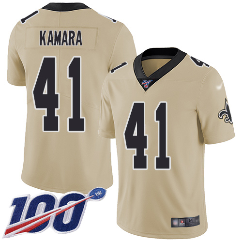 Nike Saints #41 Alvin Kamara Gold Youth Stitched NFL Limited Inverted Legend 100th Season Jersey Nike Saints #41 Alvin Kamara Gold Youth Stitched NFL Limited Inverted Legend 100th Season Jersey