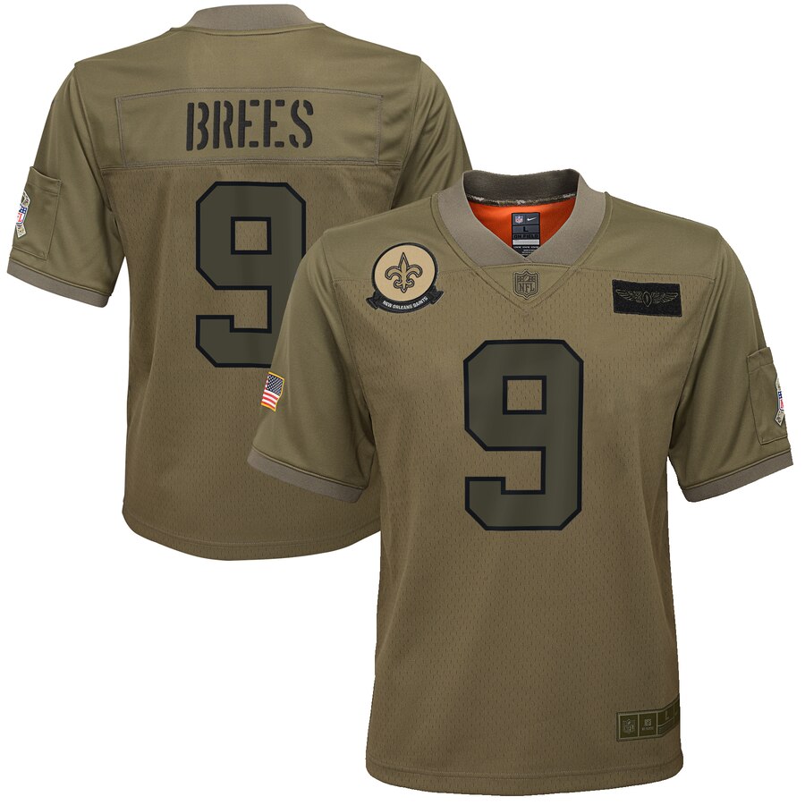 Youth New Orleans Saints #9 Drew Brees Nike Camo 2019 Salute to Service Game Jersey Youth New Orleans Saints #9 Drew Brees Nike Camo 2019 Salute to Service Game Jersey