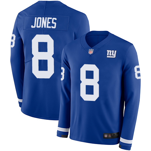 Nike Giants #8 Daniel Jones Royal Blue Team Color Youth Stitched NFL Limited Therma Long Sleeve Jersey Nike Giants #8 Daniel Jones Royal Blue Team Color Youth Stitched NFL Limited Therma Long Sleeve Jersey
