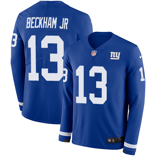 Nike Giants #13 Odell Beckham Jr Royal Blue Team Color Youth Stitched NFL Limited Therma Long Sleeve Jersey Nike Giants #13 Odell Beckham Jr Royal Blue Team Color Youth Stitched NFL Limited Therma Long Sleeve Jersey