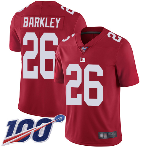 Nike Giants #26 Saquon Barkley Red Alternate Youth Stitched NFL 100th Season Vapor Limited Jersey Nike Giants #26 Saquon Barkley Red Alternate Youth Stitched NFL 100th Season Vapor Limited Jersey