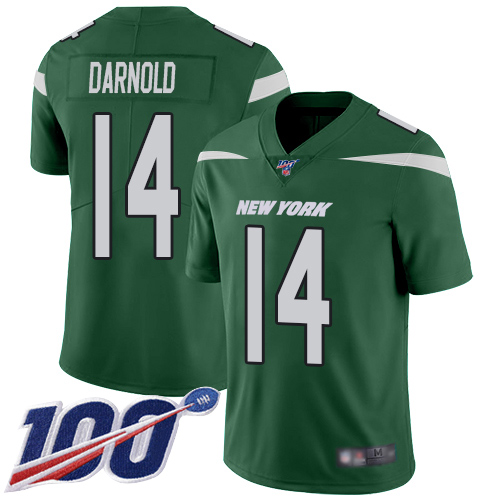 Nike Jets #14 Sam Darnold Green Team Color Youth Stitched NFL 100th Season Vapor Limited Jersey