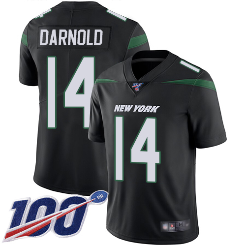 Nike Jets #14 Sam Darnold Black Alternate Youth Stitched NFL 100th Season Vapor Limited Jersey