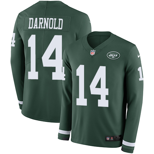 Nike Jets #14 Sam Darnold Green Team Color Youth Stitched NFL Limited Therma Long Sleeve Jersey