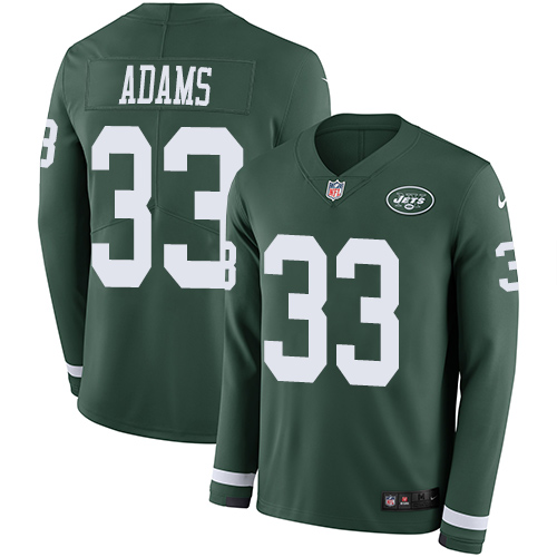 Nike Jets #33 Jamal Adams Green Team Color Youth Stitched NFL Limited Therma Long Sleeve Jersey