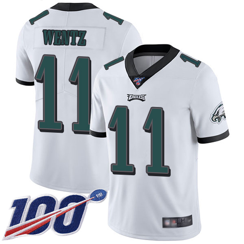Nike Eagles #11 Carson Wentz White Youth Stitched NFL 100th Season Vapor Limited Jersey Nike Eagles #11 Carson Wentz White Youth Stitched NFL 100th Season Vapor Limited Jersey