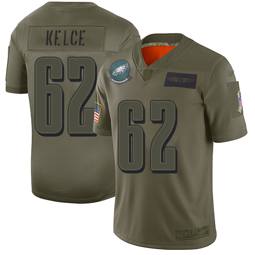 Nike Eagles #62 Jason Kelce Camo Youth Stitched NFL Limited 2019 Salute to Service Jersey