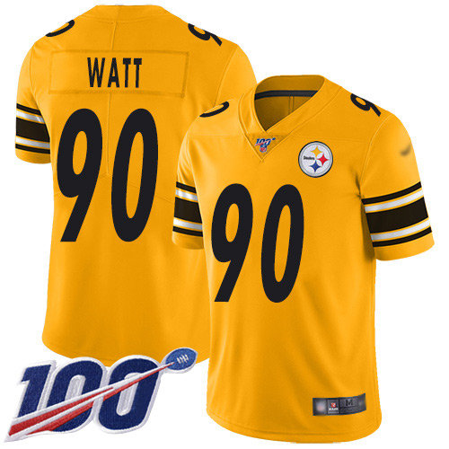 Nike Steelers #90 T. J. Watt Gold Youth Stitched NFL Limited Inverted Legend 100th Season Jersey Nike Steelers #90 T. J. Watt Gold Youth Stitched NFL Limited Inverted Legend 100th Season Jersey