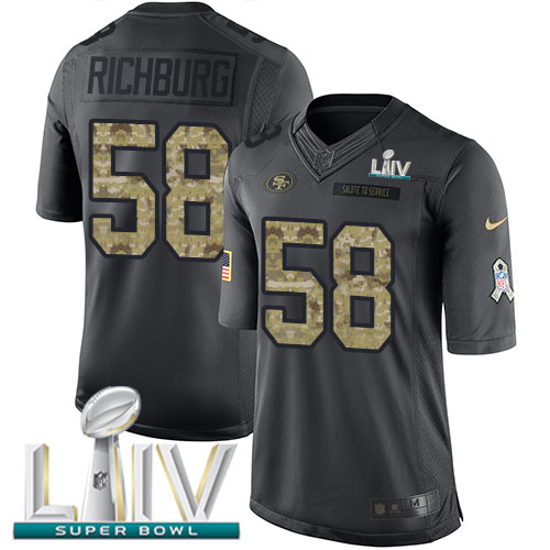 Nike 49ers #58 Weston Richburg Black Super Bowl LIV 2020 Youth Stitched NFL Limited 2016 Salute to Service Jersey Nike 49ers #58 Weston Richburg Black Super Bowl LIV 2020 Youth Stitched NFL Limited 2016 Salute to Service Jersey