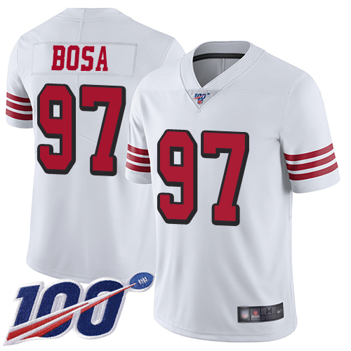 Nike 49ers #97 Nick Bosa White Rush Youth Stitched NFL Limited 100th Season Jersey Nike 49ers #97 Nick Bosa White Rush Youth Stitched NFL Limited 100th Season Jersey
