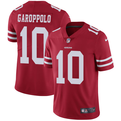 Nike 49ers #10 Jimmy Garoppolo Red Team Color Youth Stitched NFL Vapor Untouchable Limited Jersey