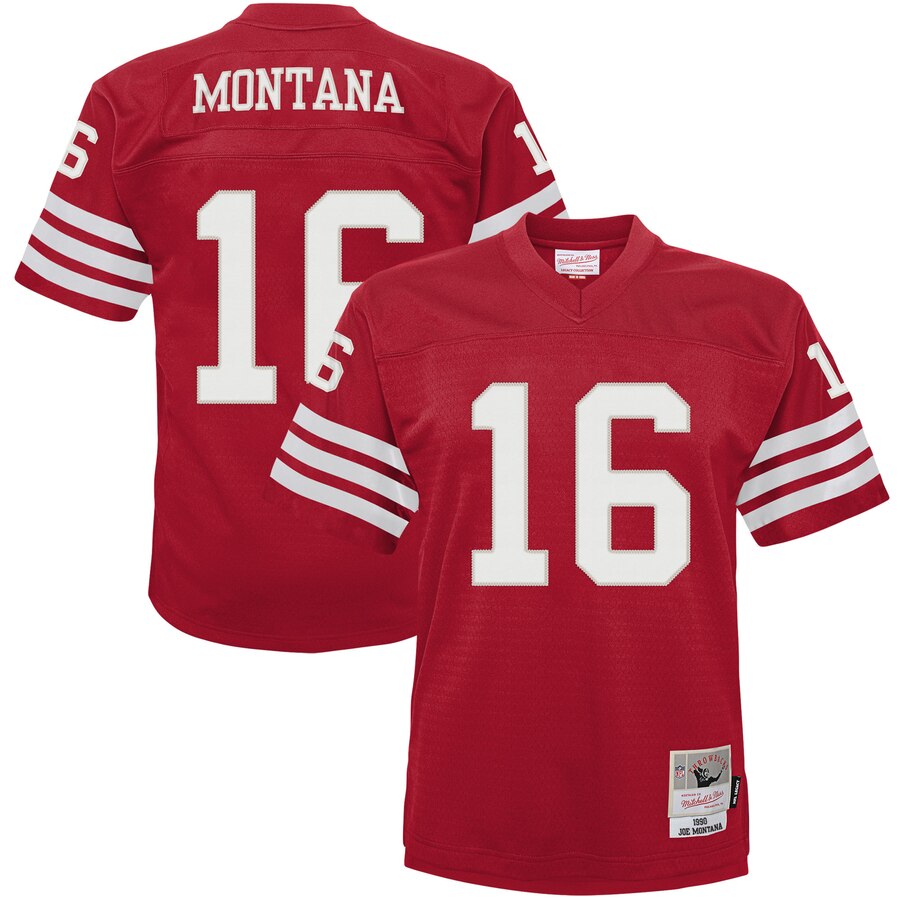Youth San Francisco 49ers #16 Joe Montana Mitchell & Ness Scarlet 1990 Legacy Retired Player Jersey