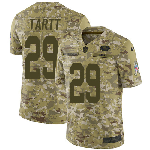 Nike 49ers #29 Jaquiski Tartt Camo Youth Stitched NFL Limited 2018 Salute to Service Jersey