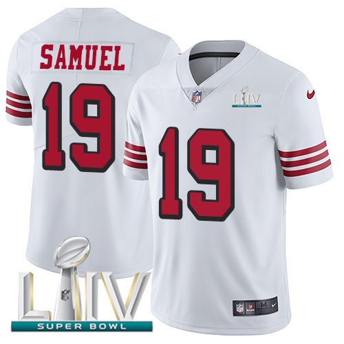 Nike 49ers #19 Deebo Samuel White Super Bowl LIV 2020 Rush Youth Stitched NFL Vapor Untouchable Limited Jersey Nike 49ers #19 Deebo Samuel White Super Bowl LIV 2020 Rush Youth Stitched NFL Vapor Untouchable Limited Jersey